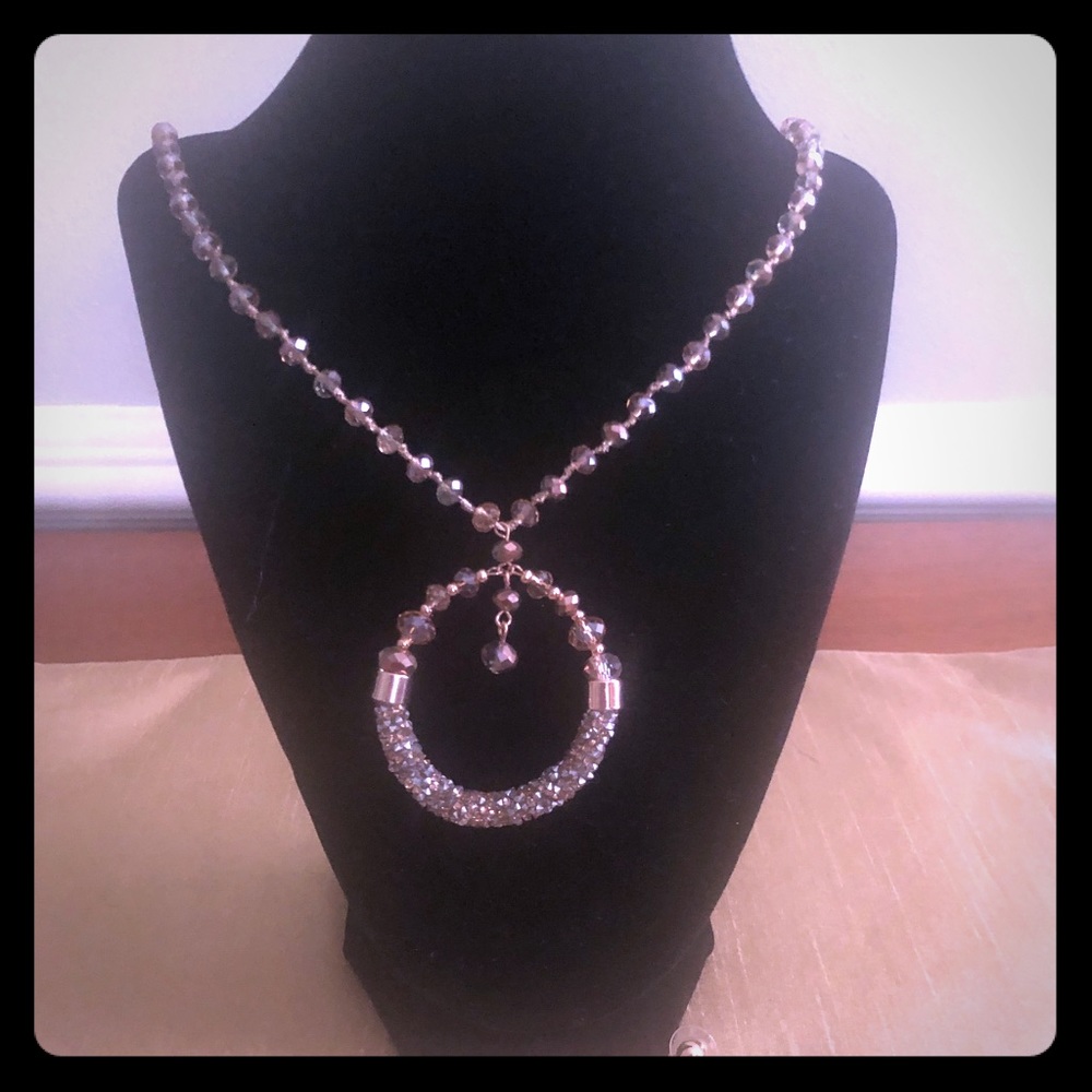 Crystal necklace & matching dangle earrings